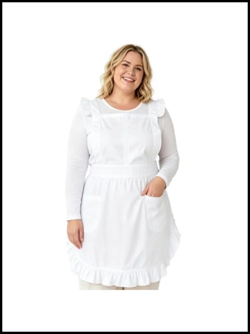 Retro Cotton Kitchen Apron with Cross Back Ties and Pockets